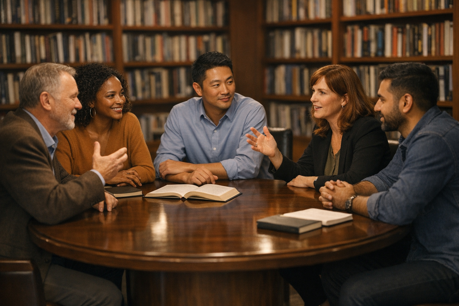 People Seating on Round Table Discussion